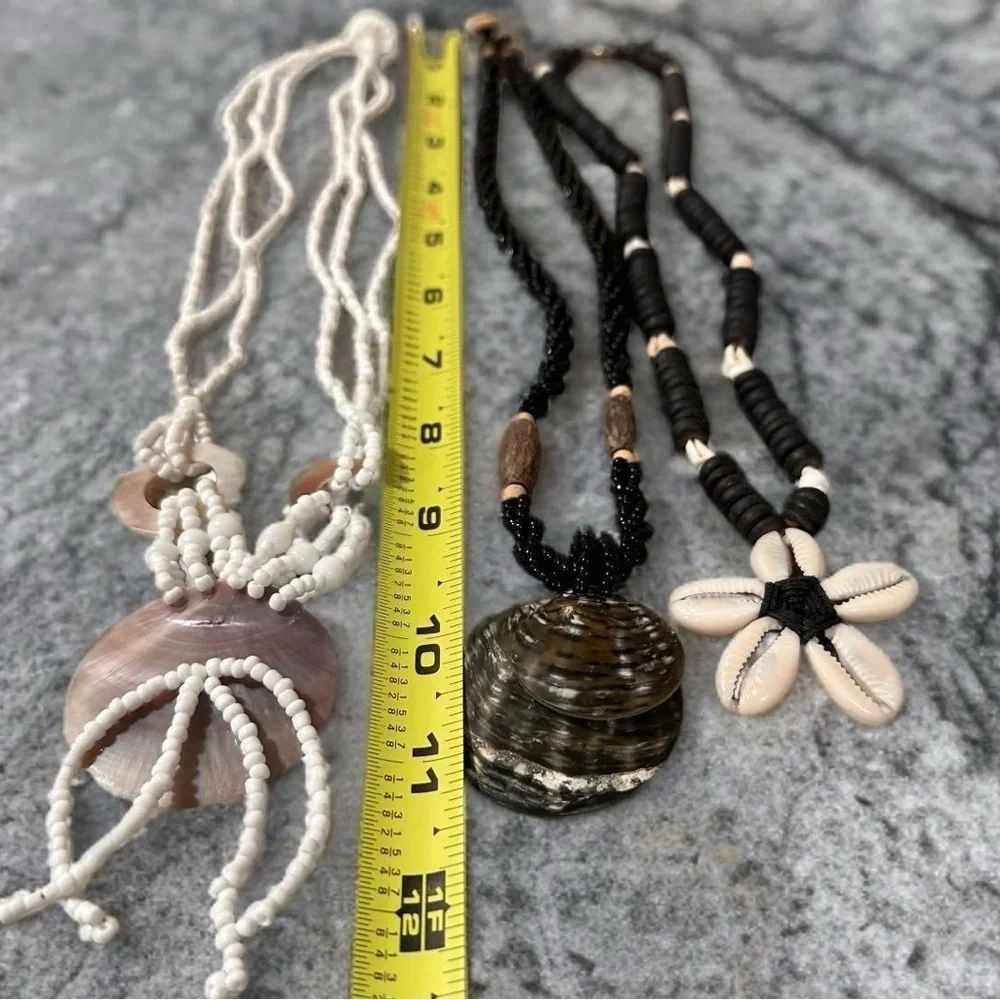 Unisex Bohemian Pendant Necklace Twisted Seed Bead With Abalone & Wooden Accent